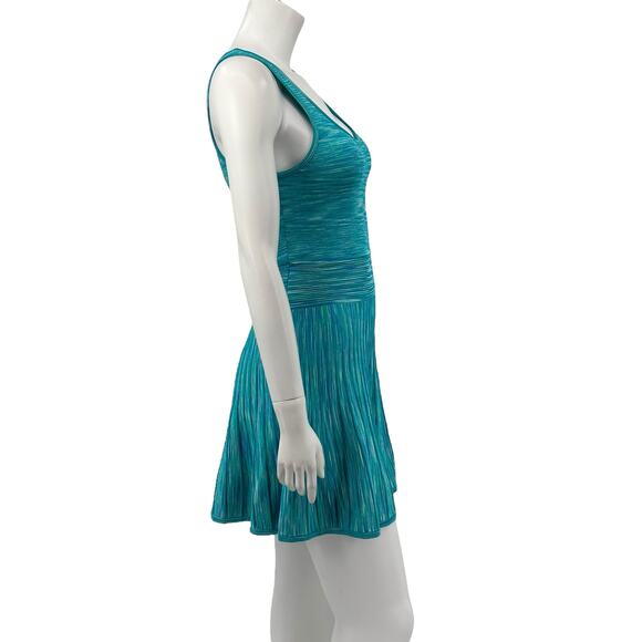Torn‎ by Ronny Kobo Dress Womens Small Fit & Flare Skater Mini Blue Ribbed Knit - Picture 3 of 9